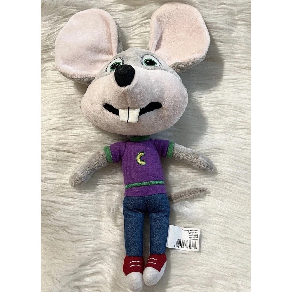 Chuck E Cheese Plush Stuffed Animal Mouse Purple Shirt Blue Pants 10 Inch Toy